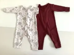 70cm 動物柄と無地ロンパース2点セット