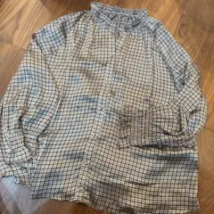 チェック柄 フリル 長袖 ブラウス grove 3L