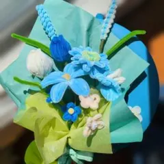 モールフラワー♡水色のお花ブーケ 枯れない花束