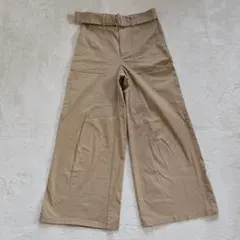 ジ－ユ－ ワイドフレアパンツ 淡いブラウン系 [M] ベルト付