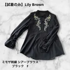 【試着のみ】Lily Brown ミモザ刺繍 シアーブラウス ブラック　Fのサムネイル