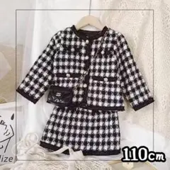 セレモニードレス フォーマルドレス 千鳥格子 110cm ブラック 卒園式