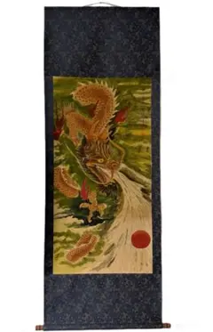 张大千单龙戏珠图 中国画 掛け軸 水墨画 和室 玄関 茶室 壁掛け 美術品