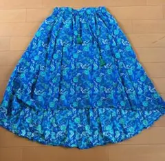 NANEA フィッシュテールスカート 花柄 青 コットンのサムネイル