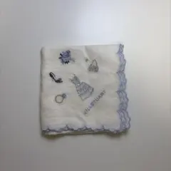 JULIE STUART 刺繍ハンカチ ホワイト/ブルー