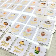 カフェモチーフ thank youシール 金箔押し