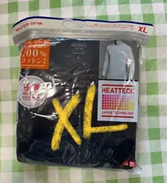 ユニクロ ヒートテックコットンクルーネックT（九分袖）極暖 XL ネイビー