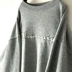 チャンピオン ロゴ スウェット トレーナー 2XL グレー 灰色 古着USA