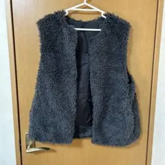 グレー ボア風 ノースリーブベスト