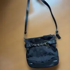 美品】コーチ ショルダーバッグ シグネチャー 黒 F03574 ソーホー 
