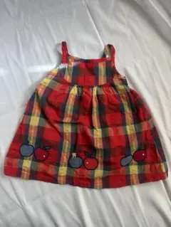 美品⭐︎familiar 赤・チェック柄リンゴ刺繍ワンピース 80