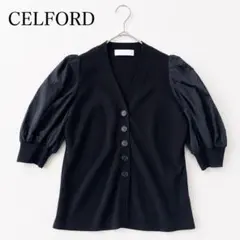 美品☆CELFORD パワショルニットカーディガン　半袖　ドッキング　36サイズのサムネイル