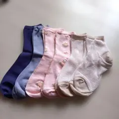 #レディースソックスセット６足（紫・ピンク・ベージュ）