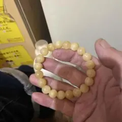 天然石 イエロービーズブレスレット　アラモナイト　金運