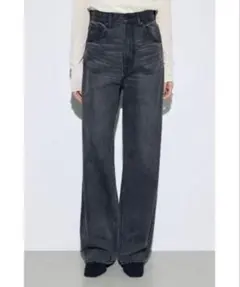 AZUL by moussy ハイウエストワイドデニム　ライトブラック