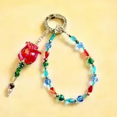 ハンドメイド 携帯ストラップ カラフルビーズ