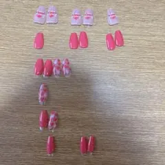 フィンガースーツ　FINGERSUITピンクハートデザインネイルチップ