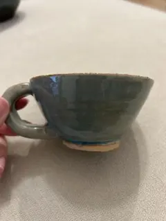 青緑色 陶器 マグ