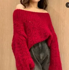 新品【Fray I.D】モヘアウールオフショル柄編みプルオーバー