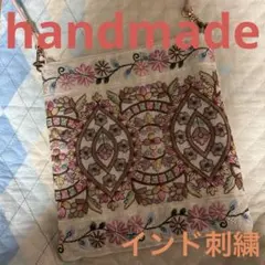 6日発送‼️❧ハンドメイド ❧花柄インド刺繍サコッシュバッグ（ピンク）
