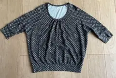 C.L.N ドット柄 五分袖 Tシャツ グレー