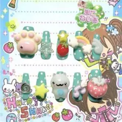 ネイルチップ 平成女児 いちご ねこ 肉球 羽 ウィッシュコア なると いちご