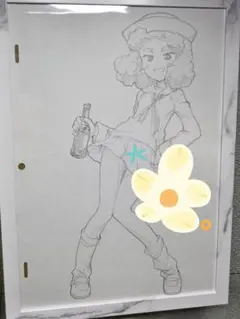 アズミ ② 額装入り直筆イラスト A4サイズ資料 ポスター ガールズ