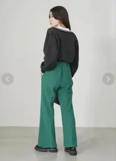 earth music&ecology センターシームパンツ グリーン