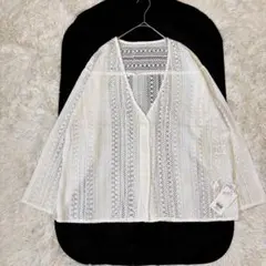 【新品タグ付】レプシィム ラッセルレースカーディガン 白 羽織り 綿100 春