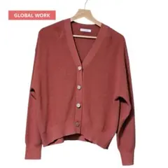 ​【GLOBAL WORK】春色レンガ テラコッタ ショート丈カーディガンM相当