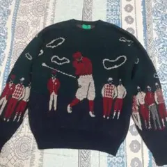 マンシングウェア　ゴルフ　ヴィンテージ　ニット　セーター　ウール100　サイズL