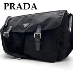 プラダ　メッセンジャーバッグ　ショルダー　三角ロゴ　テスートナイロン　黒