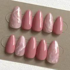 ネイルチップ 天然石風 ニュアンス ピンク ちゅるん キレイめ