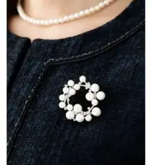 【シルバー×パール】ブローチ　七五三　入学式　卒業式　パールサークルブローチ★