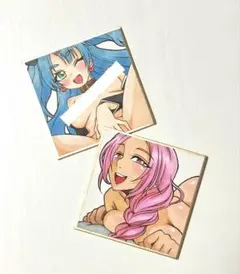 ［色紙］手描き アナログ イラスト 色紙