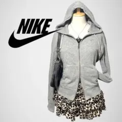 NIKE ナイキ ジップパーカー パーカー ダブルジップ グレー 短丈 Y2Kのサムネイル
