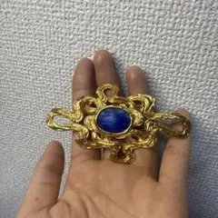 lanvinゴールドカラー ブルーカボション ブローチのサムネイル