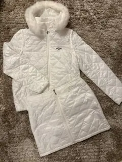 【上下セット】Callaway ホワイト キルティング 中綿 アウター/スカート