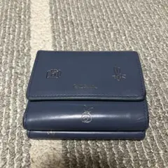 ネイビー 二つ折り財布 カメラとウサギ