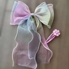 シフォンリボン ヘアゴム グラデーション