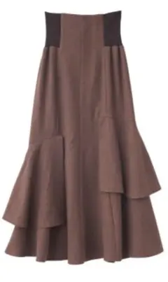 ココディール　ツイード調9分丈ニットコルセットアシメティアードスカート