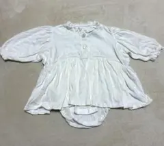 ママラク ホワイト フリル付きロンパース セットアップ