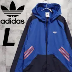 adidas アディダス 美品 トレフォイル ウィンドブレーカー L 青