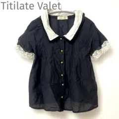ふ*）様 Titilate Valet袖レースブラウス ブラック 重ね襟 シルクのサムネイル