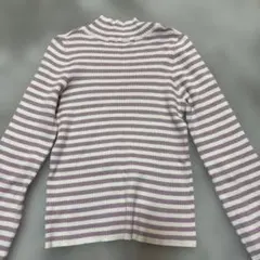 ボーダー柄フレアスリーブリブニットトップス k9086b