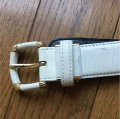 ハナエモリ皮ベルト 白のサムネイル