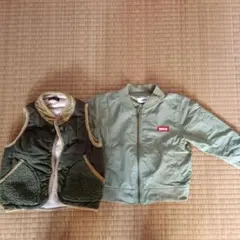 ＊EDWIN オリーブグリーン ジャケット&ベストセット 90cm