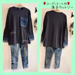 ⭐️ドラッグストアーズ 〈D.S.CLUB〉⭐️デニムアップリケ　薄手トレーナー