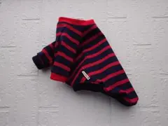 犬服ハンドメイド　ラグランシャツ　ボーダー紺×赤　Ｍ