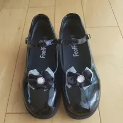 FootForm 黒 リボン付きフォーマルシューズ